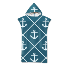 Blauer Surf-Poncho mit Kapuze