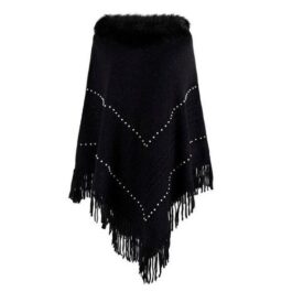 Kaschmir-Poncho für Damen mit Pelzkragen