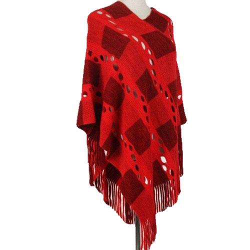 Poncho femme rouge fin chic