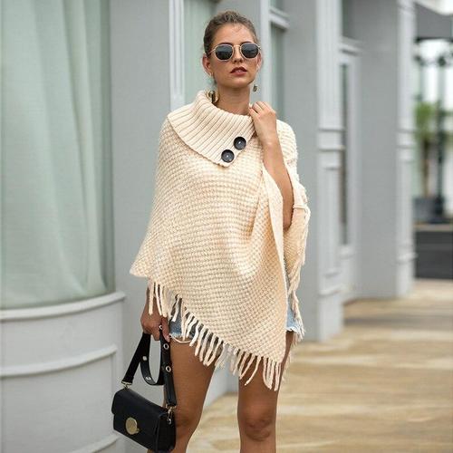 poncho femme col boutons 10