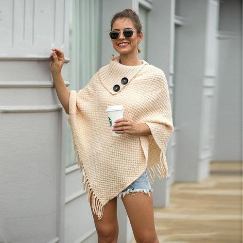 poncho femme col boutons 11