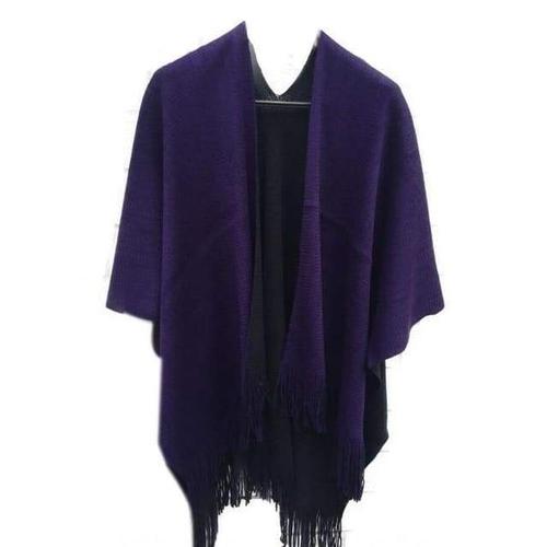 poncho femme laine uni violet 4