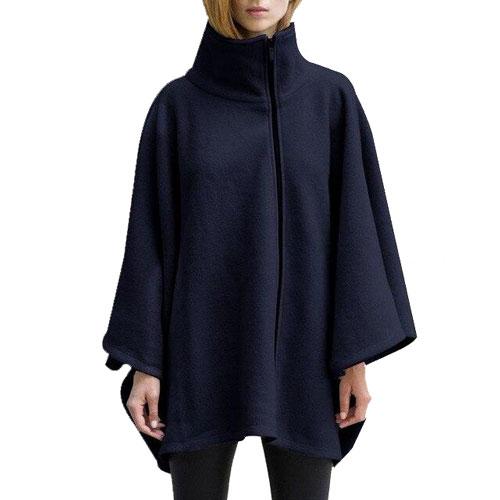 Poncho femme polaire col montant