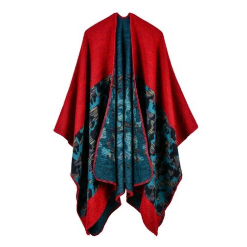 poncho chic femme rouge 786