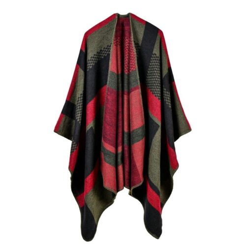 poncho femme hiver rouge 950