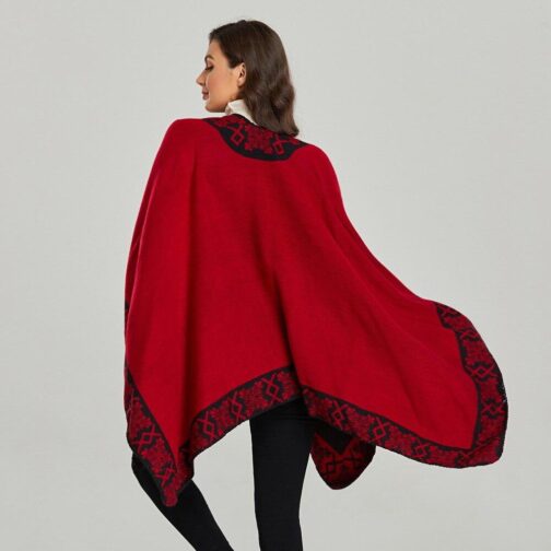 poncho femme hiver rouge rouge 271
