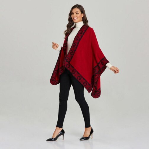poncho femme hiver rouge rouge 510