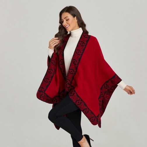 poncho femme hiver rouge rouge 864