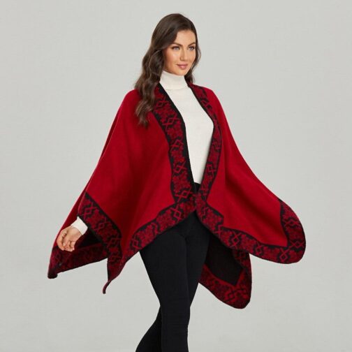 poncho femme hiver rouge rouge 942