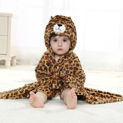 grande cape de bain bebe leopard 633