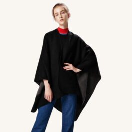 Schwarzer Poncho-Umhang für Damen