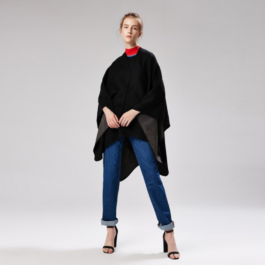 Schwarzer Poncho-Umhang für Damen