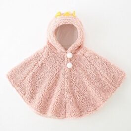 Rosa Mädchen-Poncho mit Kapuze