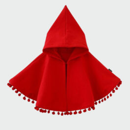 Roter Mädchen-Poncho mit Kapuze
